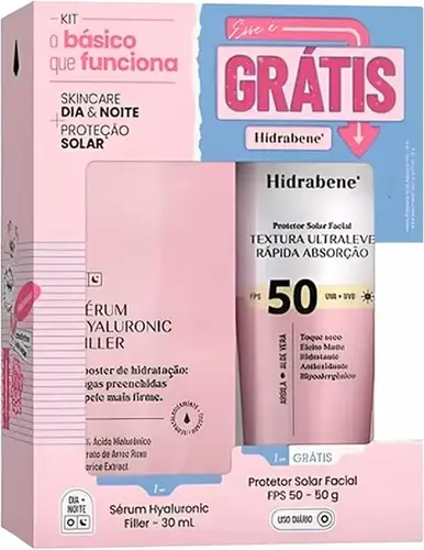 KIT HIDRABENE SERUM HYALURONIC FILLER 30ML+ PROTETOR SOLAR FPS50 50GR