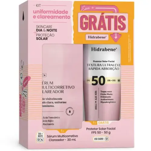 KIT HIDRABENE SERUM MULTICORRETIVO 30ML+ PROTETOR SOLAR FPS50 50GR