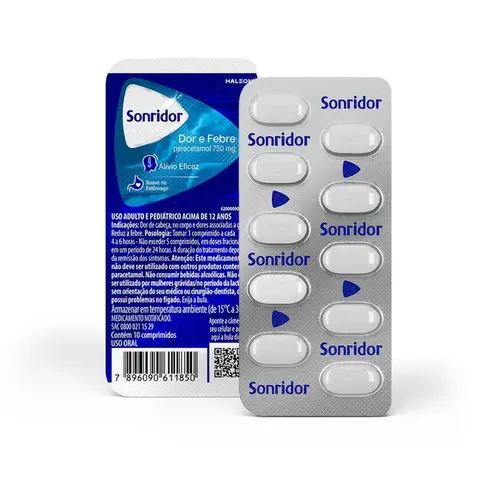 SONRIDOR DOR E FEBRE 10 COMPRIMIDOS PARACETAMOL