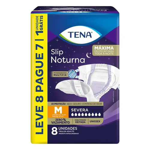 FRALDA GERIATRICA TENA SLIP NOTURNA TAMANHO M 8 UNIDADES