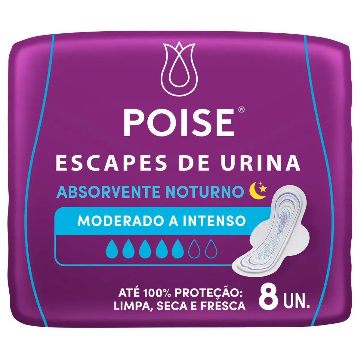 ABSORVENTE INCONTINENCIA POISE NOTURNO 8 UNIDADES
