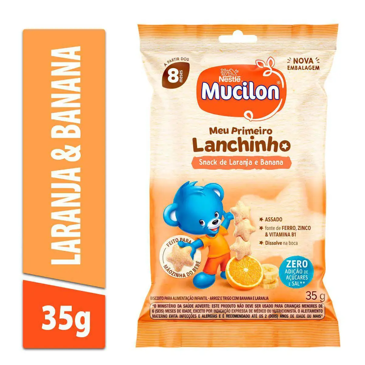 MUCILON SNACK LANCHINHO LARANJA E BANANA 35GR MAIOR DE 8 MESES