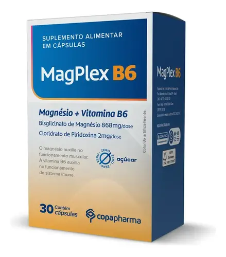 MAGPLEX B6 30 CAPSULAS MAGNESIO GLICINATO + PIRIDOXINA CLORIDRATO