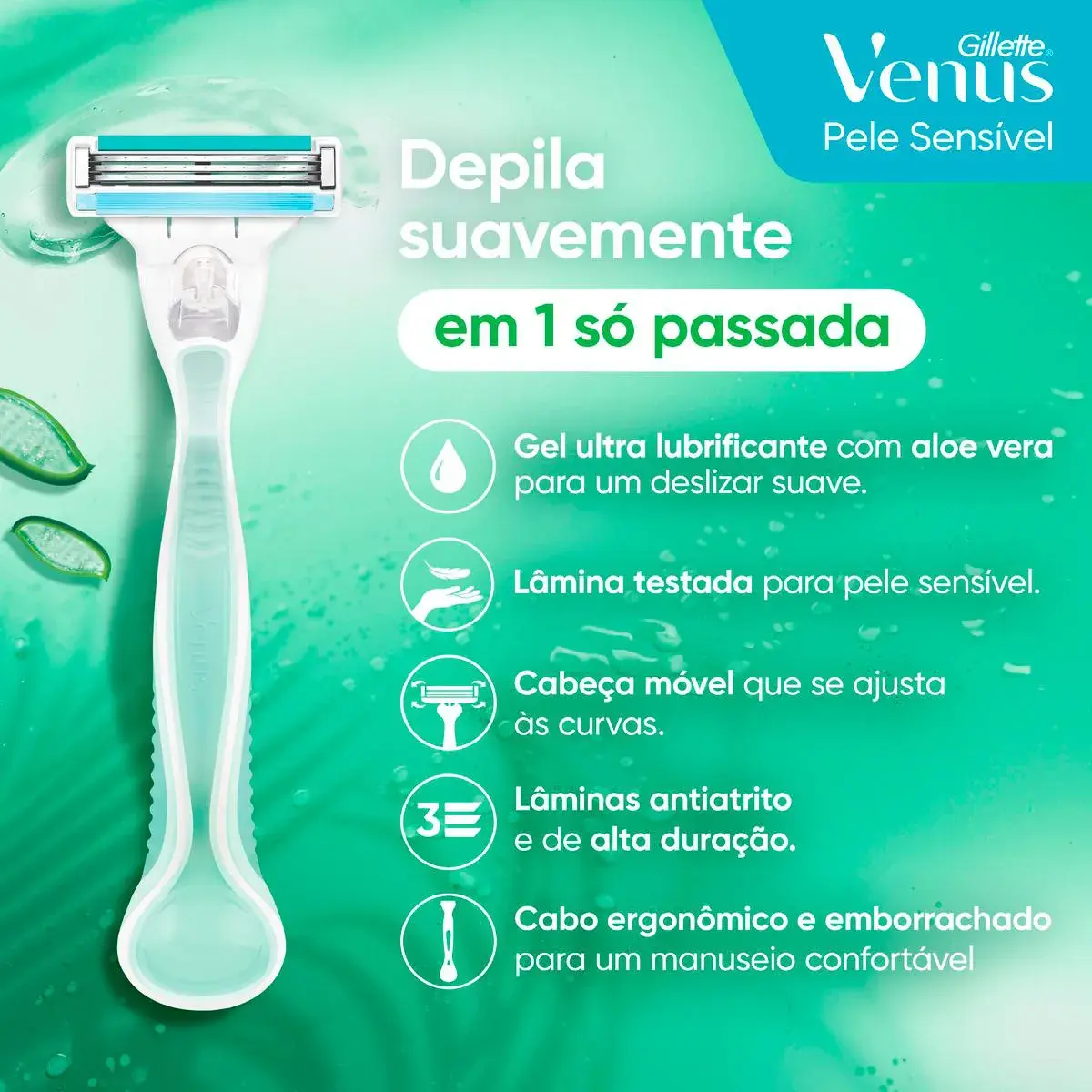 APARELHO DE DEPILACAO GILLETTE VENUS PELE SENSIVEL 1 UNIDADE