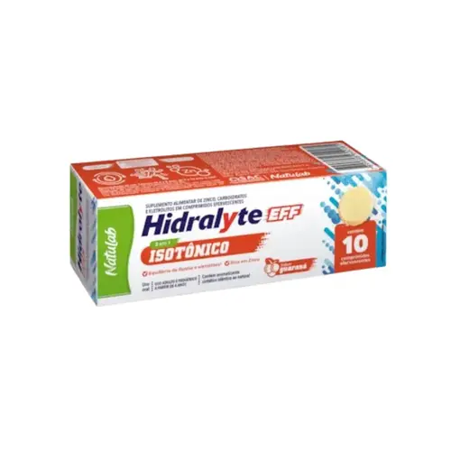 HIDRALYTE EFF NATULAB 10 COMPRIMIDOS EFERVESCENTES SABOR GUARANA SODIO CLORETO + POTASSIO CITRATO + SODIO CITRATO + GLICOSE