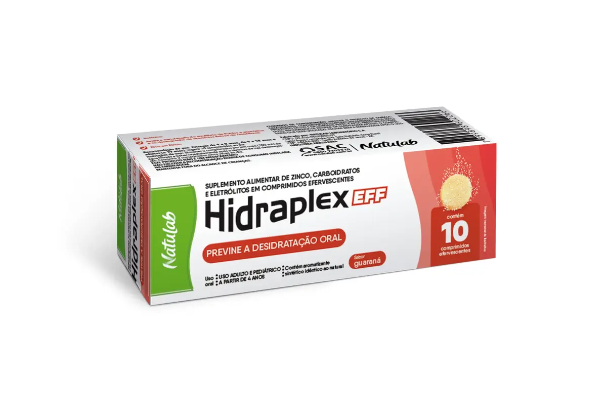 HIDRAPLEX EFF 10 COMPRIMIDOS EFERVESCENTES SABOR GUARANA SODIO CLORETO + POTASSIO CITRATO + SODIO CITRATO + GLICOSE