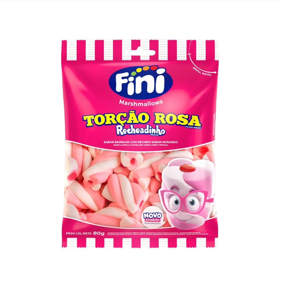 BALAS FINI MARSHMALLOW TORCAO ROSA 80GR