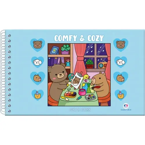 LIVRO DE COLORIR COMFY E COZY AZUL CAPA DURA