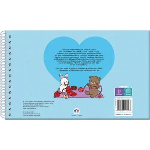 LIVRO DE COLORIR COMFY E COZY AZUL CAPA DURA