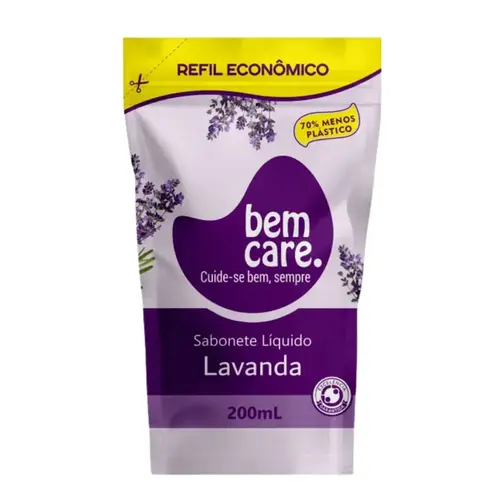 REFIL SABONETE LIQUIDO BEM CARE LAVANDA 200ML