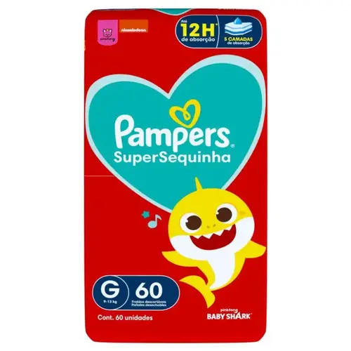 FRALDA PAMPERS SUPERSEQUINHA G 60 UNIDADES SUPER