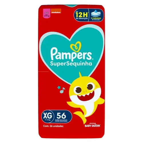 FRALDA PAMPERS SUPERSEQUINHA XG 56 UNIDADES SUPER