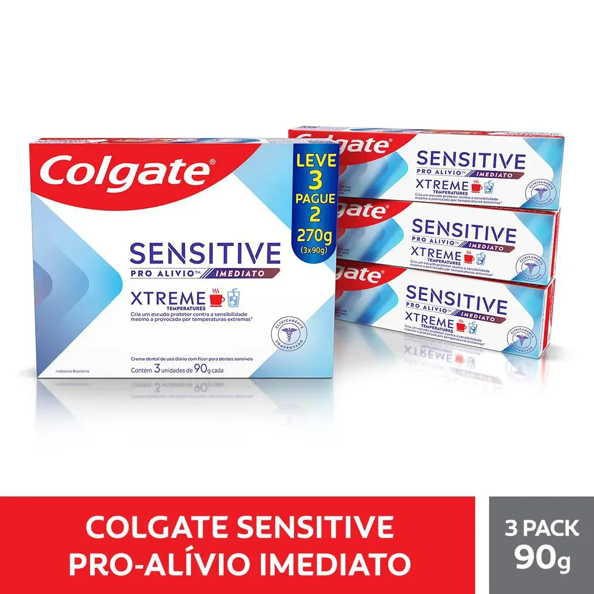 CREME DENTAL COLGATE SENSITIVE PRO ALIVIO IMEDIATO XTREME 90GR 3 UNIDADES