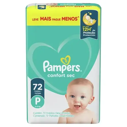 FRALDA PAMPERS CONFORT SEC P 72 UNIDADES SUPER