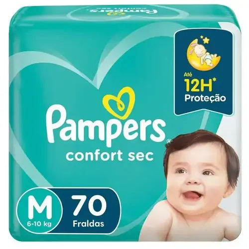 FRALDA PAMPERS CONFORT SEC M 70 UNIDADES SUPER