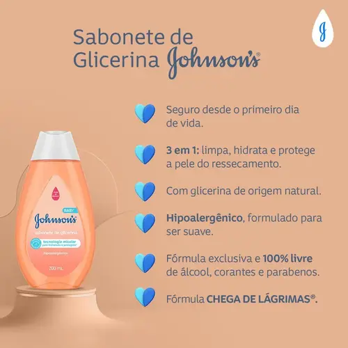 SABONETE LIQUIDO DE GLICERINA JOHNSON S BABY DA CABECA AOS PES 750ML
