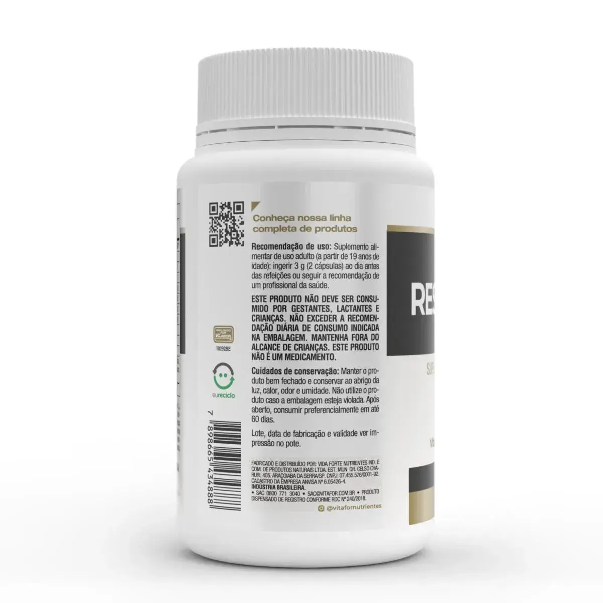 SUPLEMENTO ALIMENTAR RESVERATROL PLUS VITAFOR 165MG 60 CAPSULAS