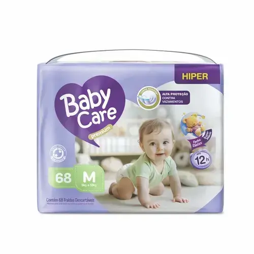 FRALDA BABY CARE PREMIUM BAG TAMANHO M 68 UNIDADES