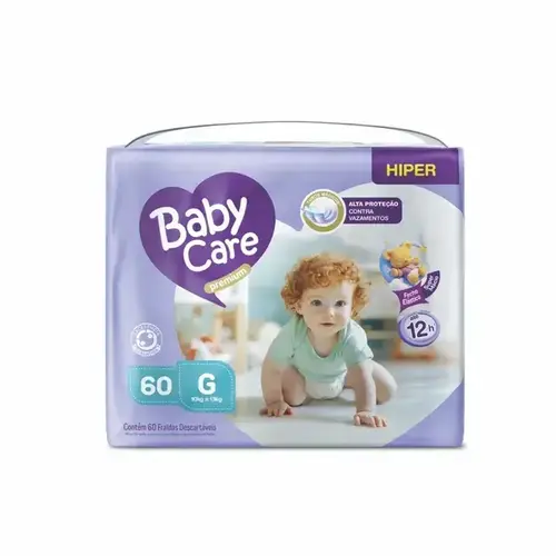 FRALDA BABY CARE PREMIUM BAG TAMANHO G 60 UNIDADES