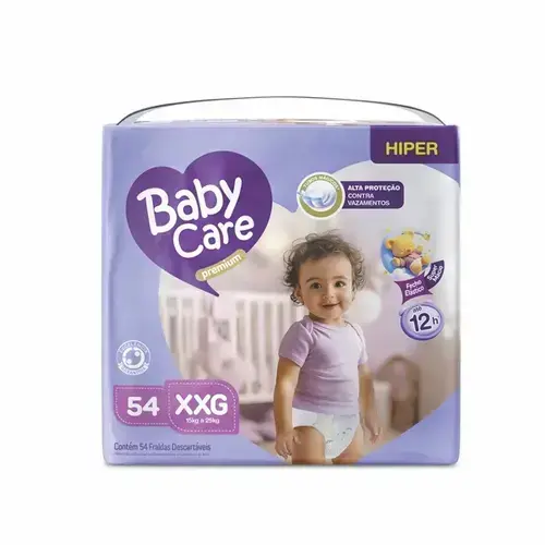 FRALDA BABY CARE PREMIUM BAG TAMANHO xXG 54 UNIDADES