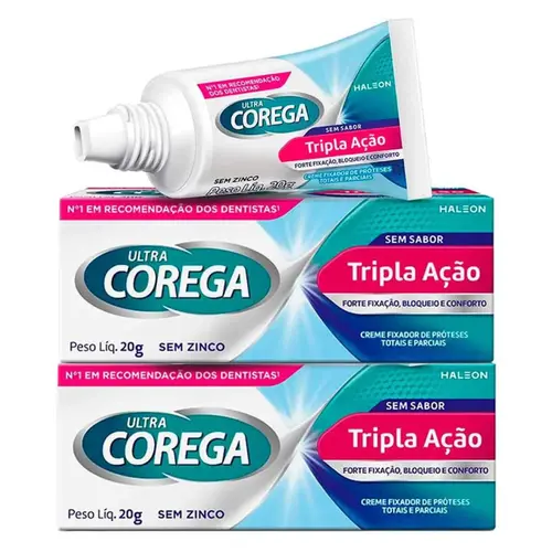 KIT COREGA TRIPLA AÇÃO SEM SABOR 2UN 20G