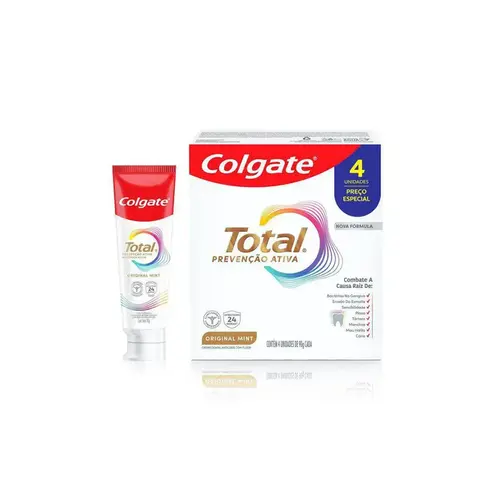 CREME DENTAL COLGATE TOTAL ORIGINAL MINT 90GR 4 UNIDADES