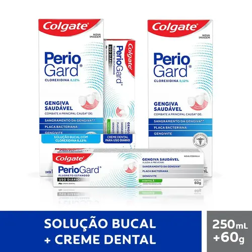 KIT COLGATE PERIOGARD SOLUCAO BUCAL 250ML + CREME DENTAL HORTELA 60GR