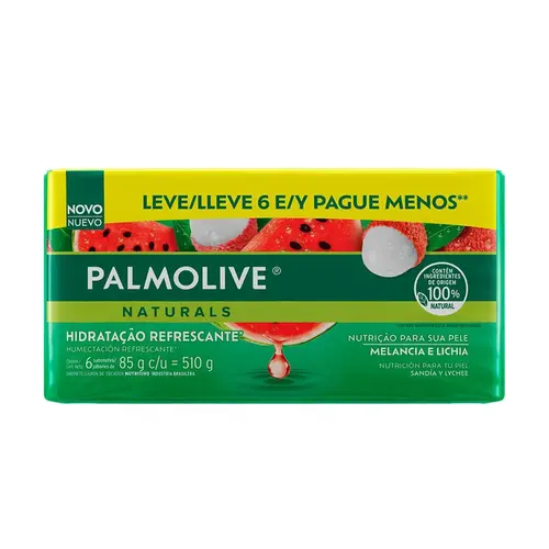 SABONETE PALMOLIVE NATURALS MELANCIA E LICHIA 6 UNIDADES 85GR