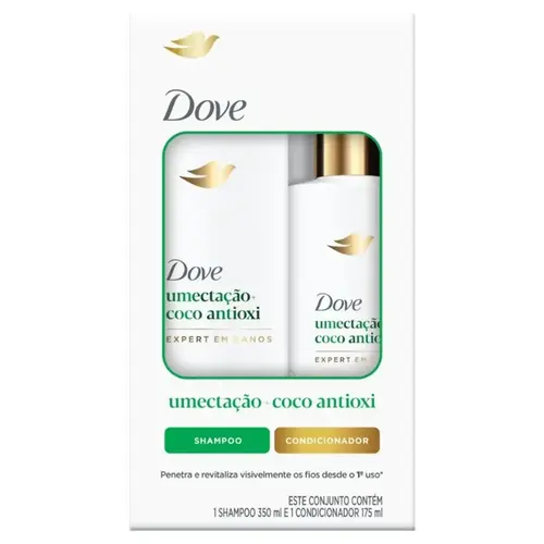 KIT DOVE UMECTACAO + COCO ANTIOXI SHAMPOO 350ML + CONDICIONADOR 175ML