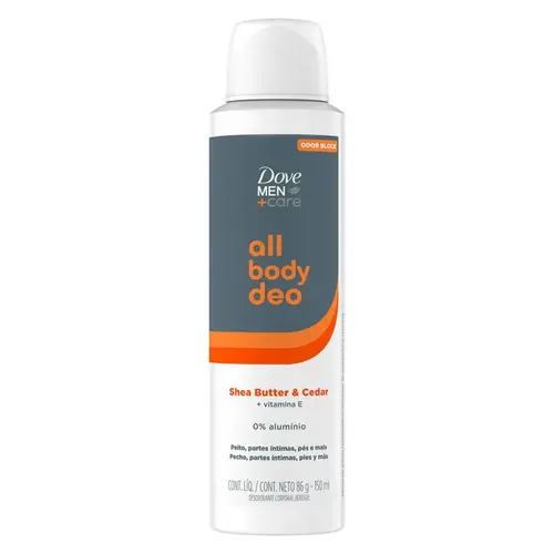 DESODORANTE DOVE MEN ALL BODY DEO MANTEIGA DE KARITE E CEDRO AEROSSOL 150ML