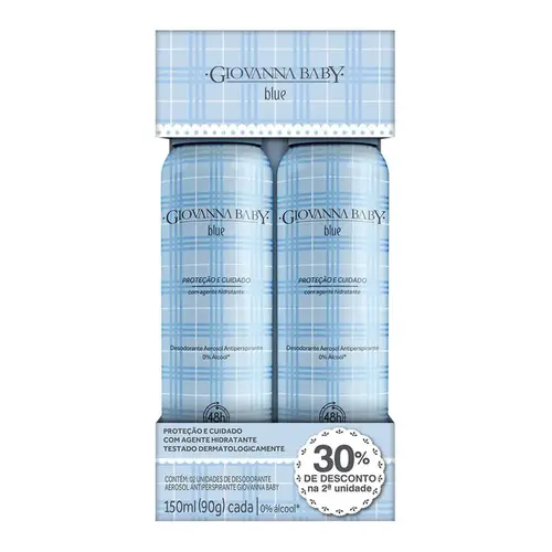 KIT DESODORANTE GIOVANNA BABY BLUE AEROSSOL 2 UNIDADES 150ML