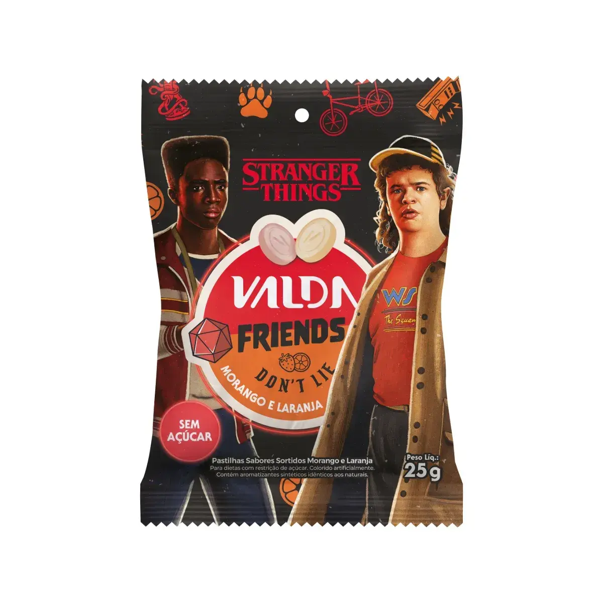 PASTILHA VALDA FRIENDS MORANGO E LARANJA 25GR