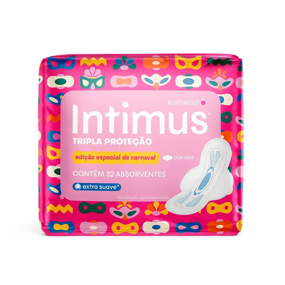 ABSORVENTE INTIMUS EDICAO ESPECIAL DE CARNAVAL TRIPLA PROTECAO COM ABAS SUAVE 32 UNIDADES