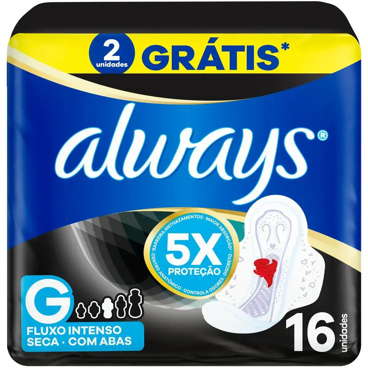 ABSORVENTE ALWAYS NOTURNO COM ABAS SECA 48 UNIDADES