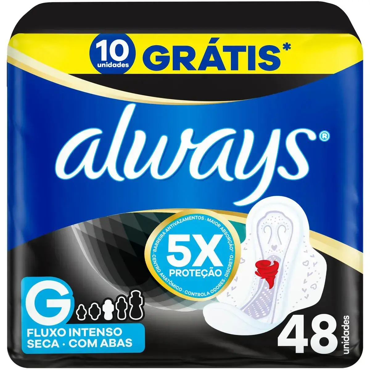 ABSORVENTE ALWAYS NOTURNO COM ABAS SUAVE 48 UNIDADES