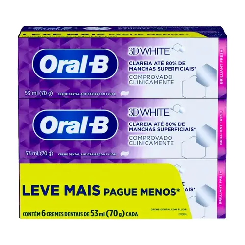 CREME DENTAL ORAL-B 3D WHITE BRILHANT FRESH 70GR