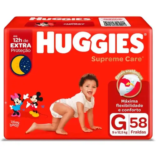 FRALDA HUGGIES MAXIMA PROTECAO G 58 UNIDADES
