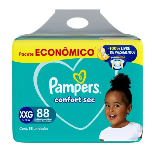 FRALDA PAMPERS CONFORT SEC XXG 88 UNIDADES