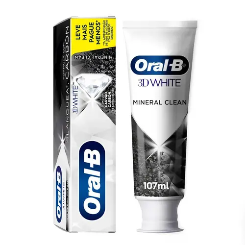 CREME DENTAL ORAL-B 3D WHITE MINERAL CLEAN COM CARVAO 140GR