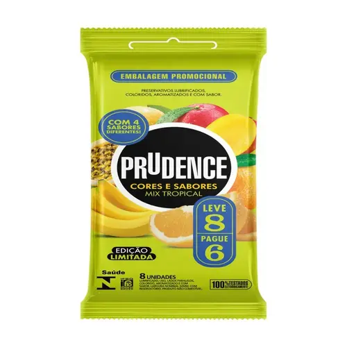 PRESERVATIVO PRUDENCE CORES E SABORES MIX TROPICAL LEVE 8 PAGUE 6