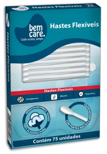 HASTES FLEXIVEIS BEM CARE ECOLOGICAS 75 UNIDADES
