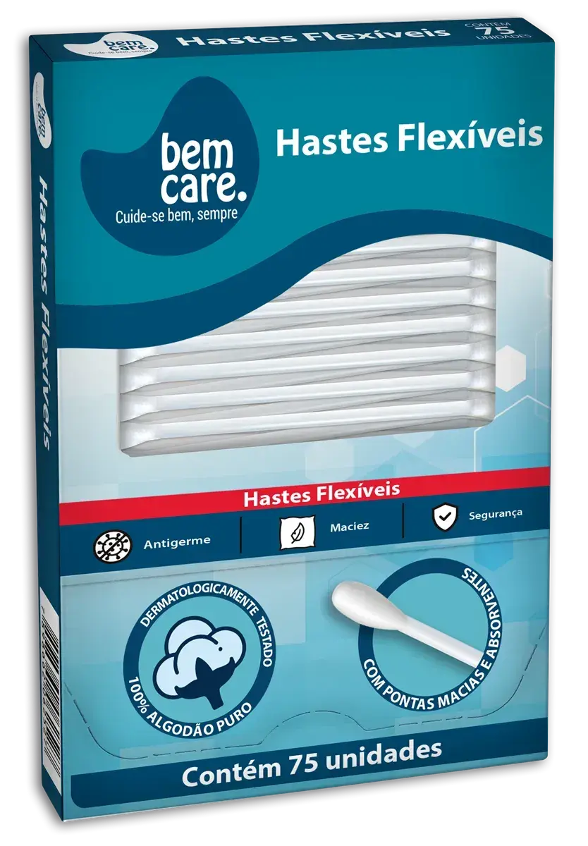 HASTES FLEXIVEIS BEM CARE ECOLOGICAS 75 UNIDADES