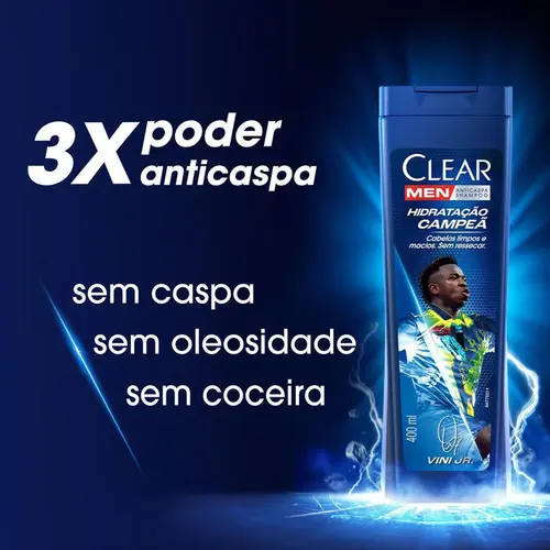 SHAMPOO ANTICASPA CLEAR MEN HIDRATACAO CAMPEA 400ML