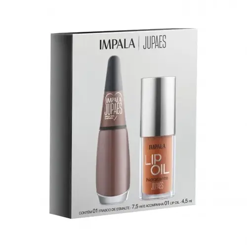 KIT IMPALA ESMALTE PECA RARA + LIP OIL NUDE COM GLITTER