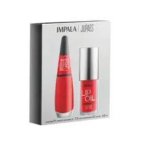 KIT IMPALA ESMALTE APOSTA ALTA + LIP OIL VERMELHO VIBRANTE