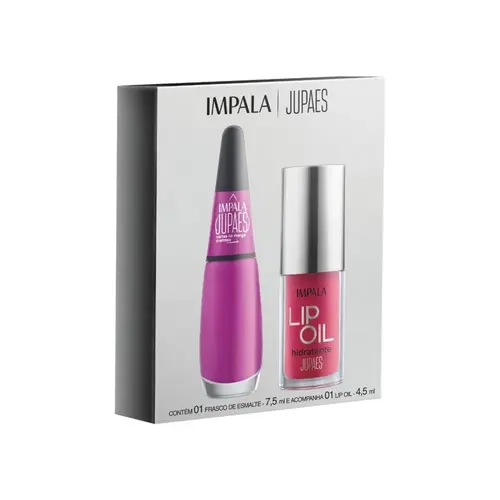KIT IMPALA ESMALTE CARTAS NA MANGA + LIP OIL ROSA COM GLITTER