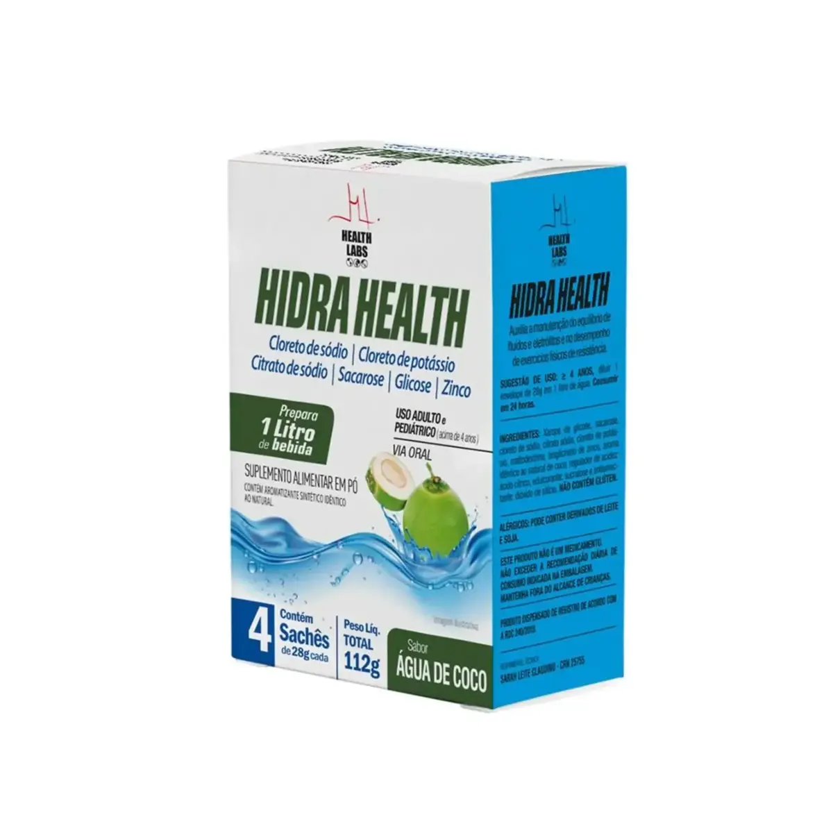 HIDRA HEALTH AGUA DE COCO 4 SACHES 112GR HEALTH LABS