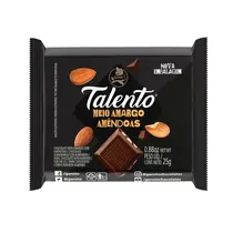 CHOCOLATE GAROTO TALENTO MEIO AMARGO AMENDOAS 25GR