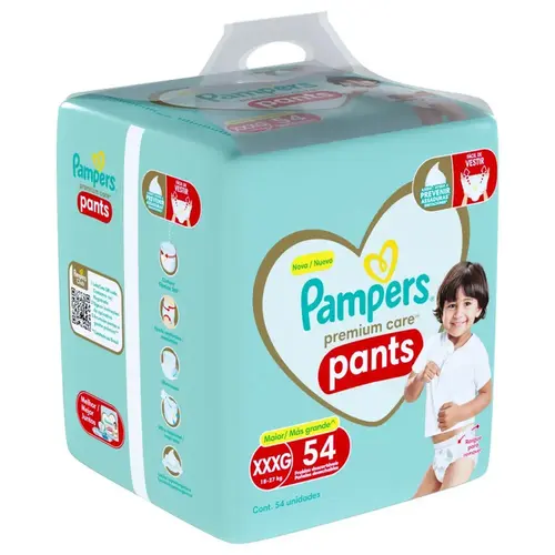 FRALDA PAMPERS PREMIUM CARE PANTS TAMANHO XXXG 54 UNIDADES