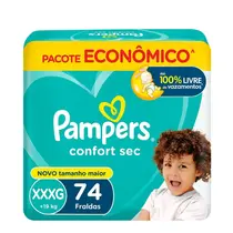FRALDA PAMPERS CONFORT SEC XXXG 74UN